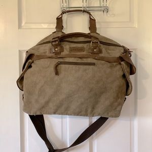 Bed Stu Distressed Brown Leather & Canvas Bag